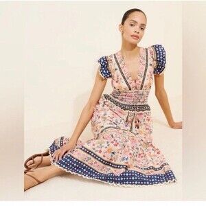 FARM RIO Cream Superbloom Tapestry Maxi Dress XS